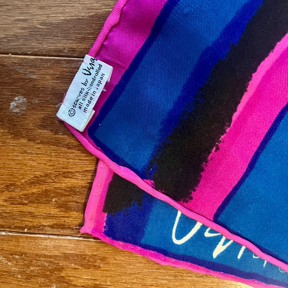 VTG 60s Vera Neumann 100% Silk Hot Pink Colorblock Scarf - 15”x63” Rectangle - Picture 3 of 3